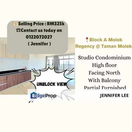 Studio Condominium & Unblock View Molek Regency, Taman Molek for Sales, Johor, Johor Bahru