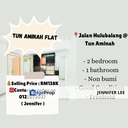 Tun Aminah Flat Taman Ungku Tun Aminah, JB for Sales, Johor, Johor Bahru