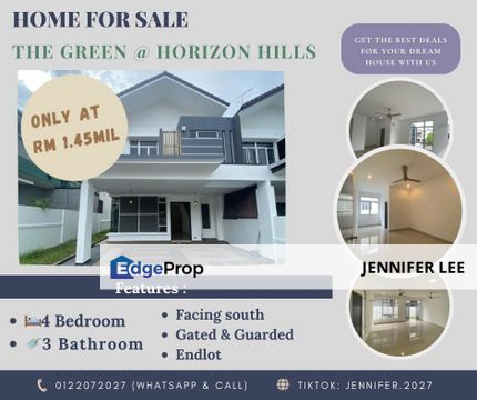 Endlot Double Storey Superlink Terrace Horizon Hills The Green, Iskandar Puteri, JB for Sales, Johor, 