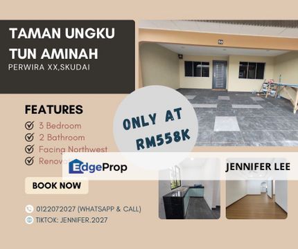 Single Storey Terrace with Renovation, Taman Ungku Tun Aminah for Sales, Johor, Skudai