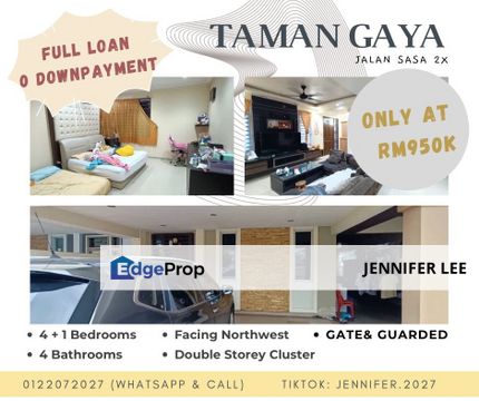 Full Loan Double Storey Cluster with Unblock View , Taman Gaya, JB for Sales, Johor, Ulu Tiram