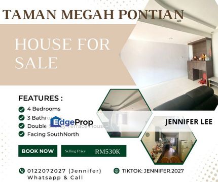 Double Storey Terrace House , Taman Megah Pontian, Pontian Jb for Sales, Johor, Pontian