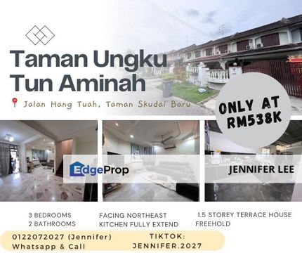 1.5 Storey Terrance House with Kitchen Extend , Taman Ungku Tun Aminah,Skudai,Johor for Sales., Johor, Skudai