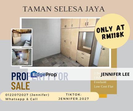 Full Loan Cash Back, Low Cost Flat,Taman Selesa Jaya, Skudai , JB for Sales., Johor, Johor Bahru