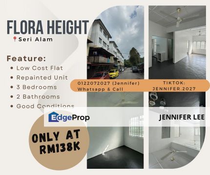 Low Cost Flat with Repainted, Taman Flora Heights Flat @ Seri Alam, JB for Sales., Johor, Pasir Gudang