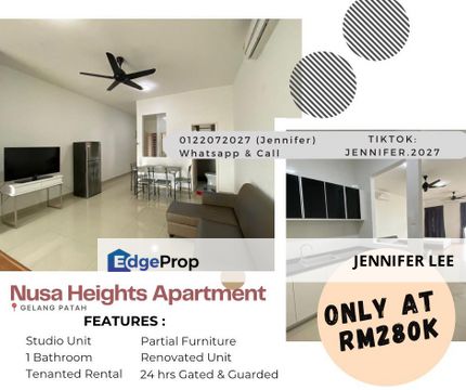 Studio Unit Apartment near Second Link , Nusa Heights, Gelang Patah,Johor for Sales., Johor, Gelang Patah