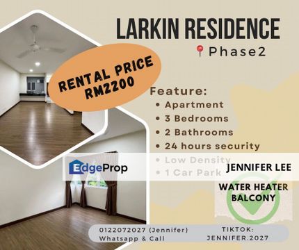 Apartment Larkin Residence ,JB for Rent., Johor, Johor Bahru