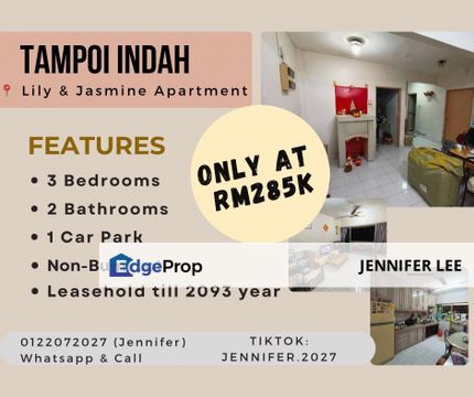 Lily & Jasmine Apartment near CIQ @ Tampoi Indah, Johor for Sales., Johor, Tampoi