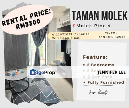 Molek Pine 4 with Fully Furnished, Ready to Move-in, Taman Molek for Rent., Johor, Johor Bahru