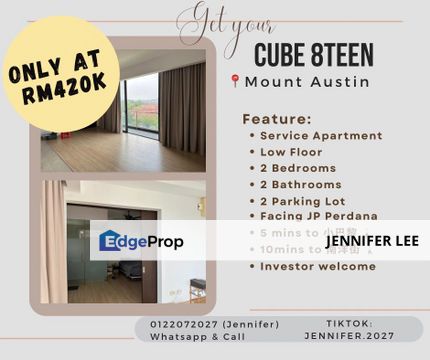 Service Apartment,Cube 8 teens ,Taman Mount Austin , Jb for Sales., Johor, Johor Bahru