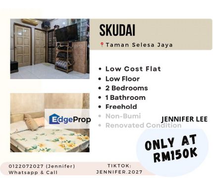 Low Cost Flat with Renovation Condition, Taman Selesa Jaya, Skudai, JB for Sales., Johor, Johor Bahru