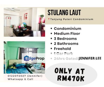 Partially Furnished Tanjung Puteri Condominium,Stulang Laut , JB for Sales., Johor, Johor Bahru