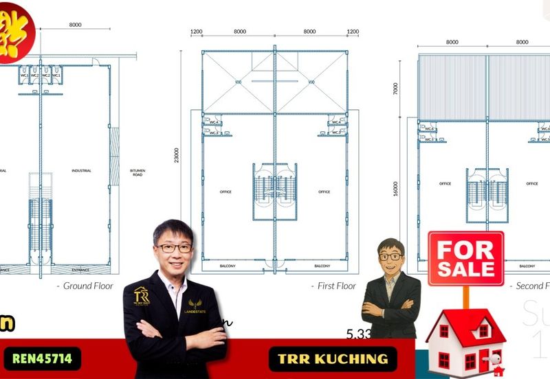 3 Storey Semi Detached Warehouse at 26 Industrial Park Batu Kawa in Kuching for Sale