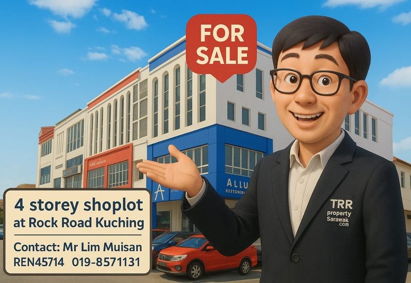 4 Storey Shop House Facing the main-road (Rock Road) in Kuching City for Sale