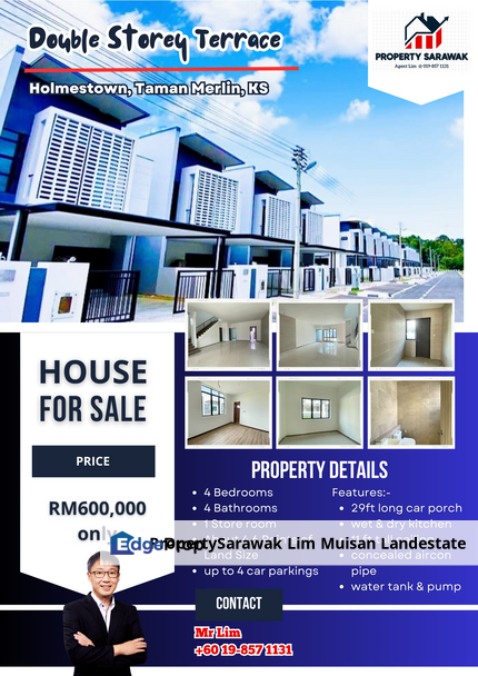 New Double Storey at Holmestown Merlin for Sale, Sarawak, Kota Samarahan