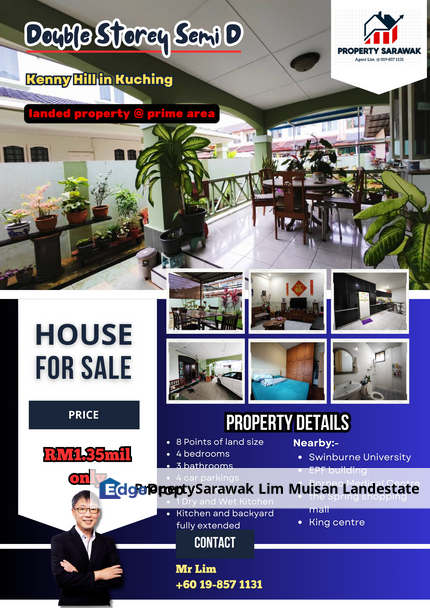 Prime Area Double Storey Semi D at Kenny Hill in Kuching for Sale, Sarawak, Kuching