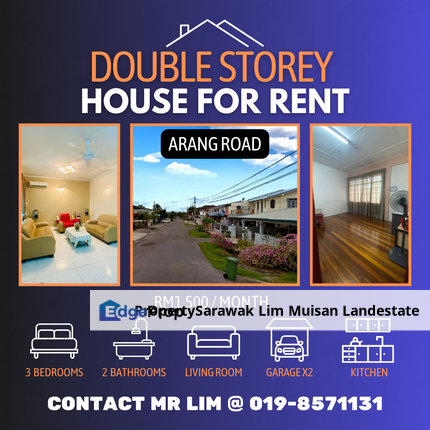 Double Storey Terrace at Arang Road for Rent, Sarawak, Kuching