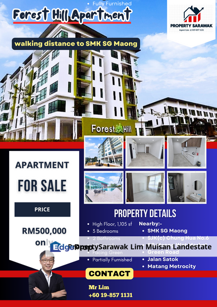 Forest Hill Apartment at Sg Maong in Kuching for Sale, Sarawak, Kuching