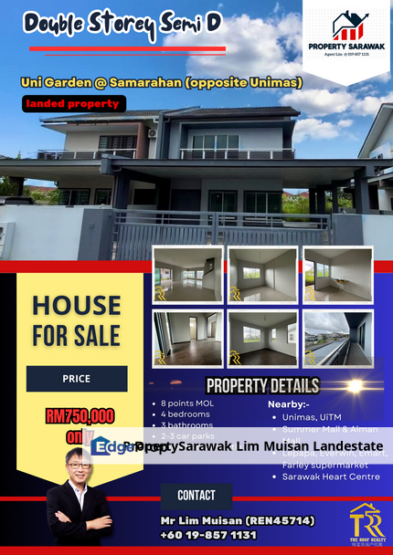 Brand New Double Storey Semi-D at Uni Garden Samarahan for Sale, Sarawak, Kota Samarahan