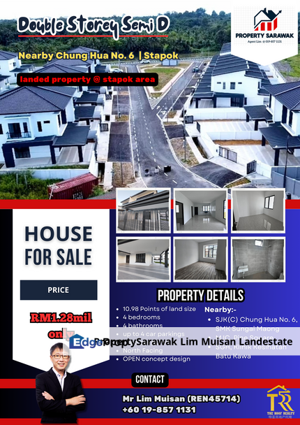 New Double Storey Semi D at Near to Chung Hua No. 6 in Kuching for Sale, Sarawak, Kuching