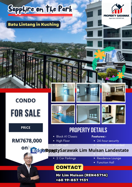 Sapphire on the Park Condo at Batu Lintang in Kuching for Sale, Sarawak, Kuching