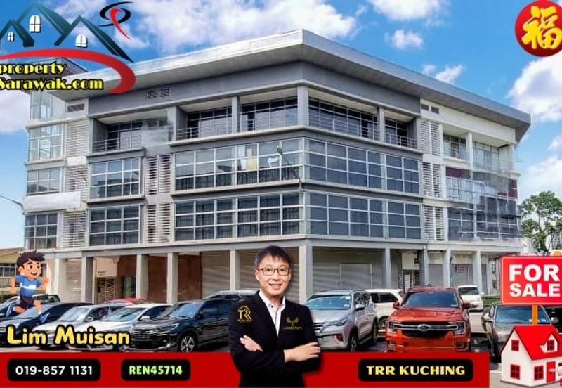 3 Adjoining 4-Storey Shop Lots at Jalan Keretapi in Kuching for Sale!