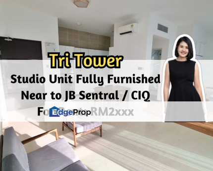 TriTower Residence @ Johor Bahru Sentral, Johor Bahru, Johor, Studio Unit, Fully Furnish, High Floor JB View, 1 Car Park, Johor, Johor Bahru