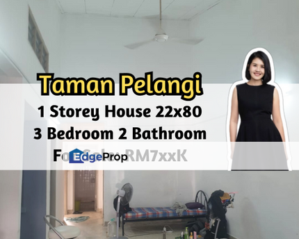 Taman Pelangi, Johor Bahru, Johor, 1 Storey House 22x80, 3 Bedroom 2 Bathroom, Original, Johor, Johor Bahru