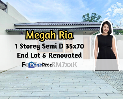 Taman Megah Ria, Masai, Johor, 1 Storey Semi D (End Lot), Fully Renovated, Good Condition, Johor, Masai