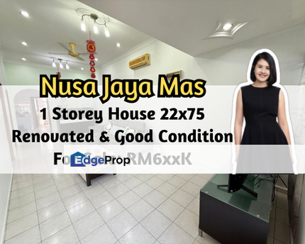 Taman Nusa Jaya Mas, Skudai, Johor, 1 Storey House 22x75, Renovated, Good Condition, 3 Bed, Johor, Skudai