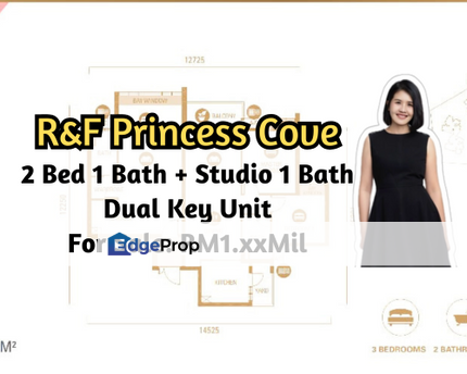 R&F Princess Cove, Johor Bahru, Johor, Dual Key Unit, 2 Bed 1 Bath plus Studio 1 Bath, Johor, Johor Bahru