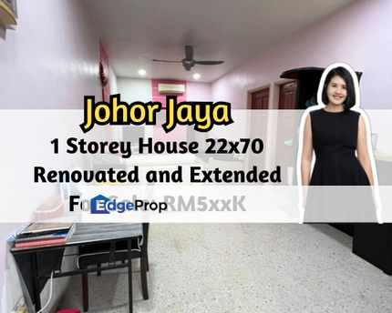 Taman Johor Jaya, Johor Bahru, Johor, 1 Storey House 22x70, Renovated & Extended, Good Condition, Johor, Johor Bahru