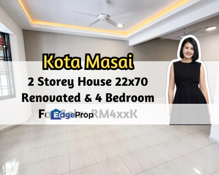Taman Kota Masai, Pasir Gudang, Johor, 2 Storey House 22x70, Renovated, 4 Bedroom 3 Bathroom, Johor, Pasir Gudang