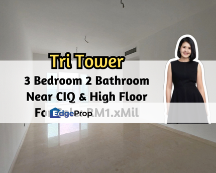 TriTower Residence @ Johor Bahru Sentral, Johor Bahru, Johor, 3 Bedroom 2 Bathroom, Near Ciq, High Floor, Johor, Johor Bahru