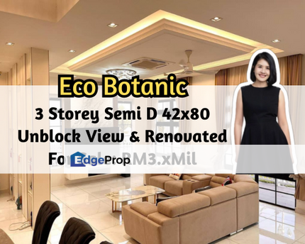 Eco Botanic, Iskandar Puteri (Nusajaya), Johor, 3 Storey Semi D, Unblock View, Renovated, Fully Furnished, Johor, Nusajaya