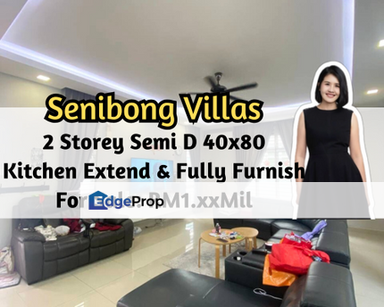 Senibong Villas, Masai, Johor, 2 Storey Semi D 40x80, Kitchen Extended, Fully Furnished, Gated Guarded, Johor, Masai