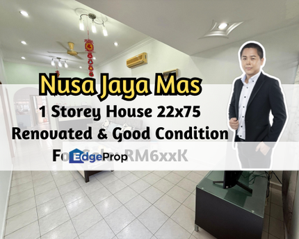 Taman Nusa Jaya Mas, Skudai, Johor, 1 Storey House 22x75, Renovated, Good Condition, 3 Bed, Johor, Skudai