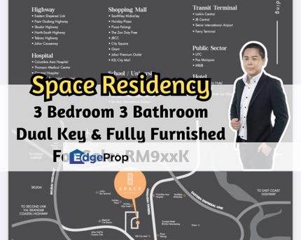 Space Residency, Johor Bahru, Johor, Dual Key, Fully Furnished, 24 Hours Guarded & Gated, Johor, Johor Bahru