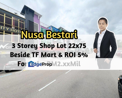 Taman Nusa Bestari, Skudai, Iskandar Puteri, Johor, 3 Storey Shop Lot, Beside Tf Mart, ROI 5%, Intermediate, Johor, 
