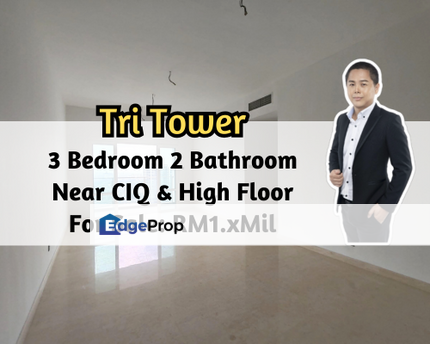 TriTower Residence @ Johor Bahru Sentral, Johor Bahru, Johor, 3 Bedroom 2 Bathroom, Near Ciq, High Floor, Johor, Johor Bahru