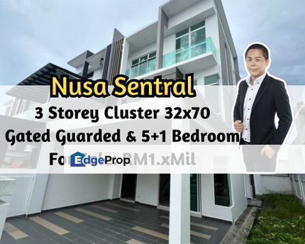 Taman Nusa Sentral, Iskandar Puteri (Nusajaya), Johor, 3 Storey Cluster 32x70, Gated Guarded, 5 plus 1 Bedroom, Johor, Nusajaya