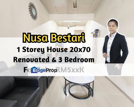 Taman Nusa Bestari 2, Skudai, Johor, 1 Storey House 20x70, Renovated, Good Location, 3 Bedroom, Johor, Skudai