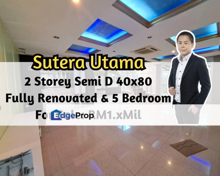 Taman Sutera Utama, Skudai, Johor, 2 Storey Semi D 40x80, Fully Renovated, 5 Bedroom 5 Bathroom, Johor, Skudai