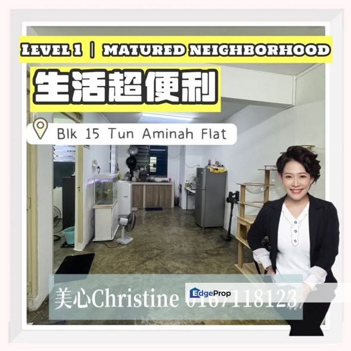 【For Sale｜皇后区 Tun Aminah Flat】 难得低楼层 · 投资自住都适合 Blk 51 Tun Aminah Flat（皇后区） Level 1（只需爬1层楼）, Johor, Johor Bahru