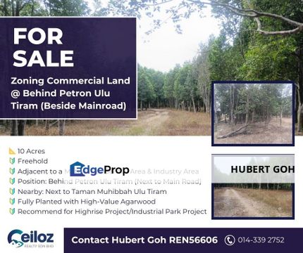 Zoning Commercial Land @ Ulu Tiram Beside Main Road For Sale, Johor, Ulu Tiram