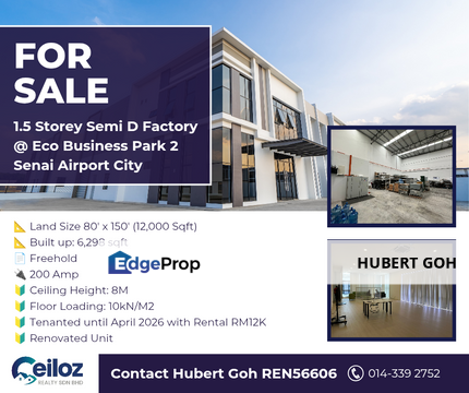 1.5 Storey Semi Detached Factory @ Eco Business Park 2 , Johor, Senai