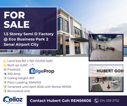 1.5 Storey Semi Detached Factory @ Eco Business Park 2 , Johor, Senai