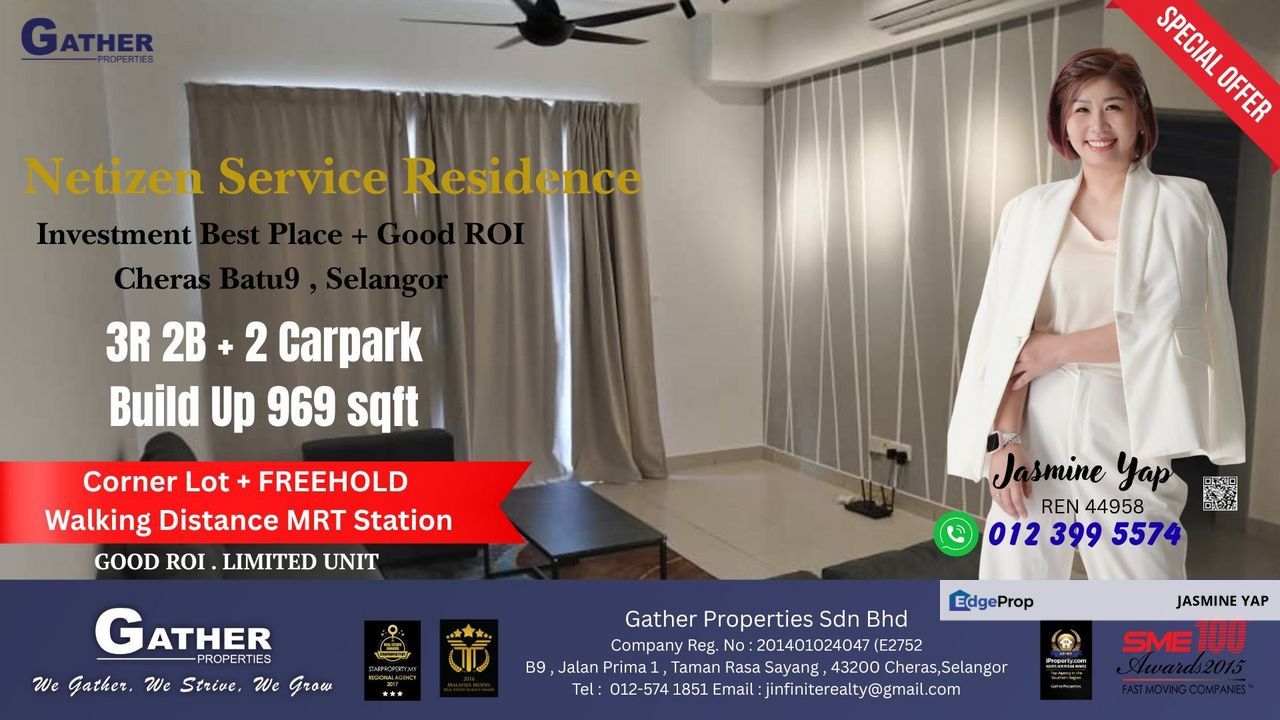 Netizen Service Residence High ROI Investment + Walking Distance MRT Station , Selangor, Cheras