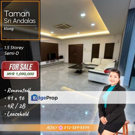 FULLY Renovated 🌸 1.5 Storey Semi-D for SALE | Taman Sri Andalas, Klang, Selangor, Klang