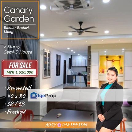 FULLY Renovated 🌸 Double Storey Semi-D for SALE │ Canary Garden, Bandar Bestari, Klang , Selangor, Klang
